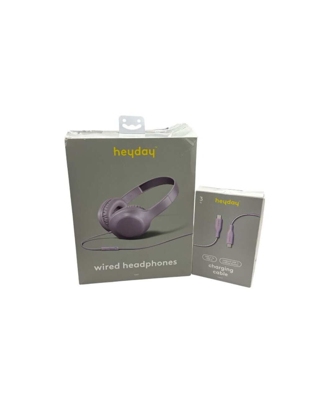 Heyday Wired Headphones & USB-C Charging Cable Bundle In Lavender 3 Ft Length
